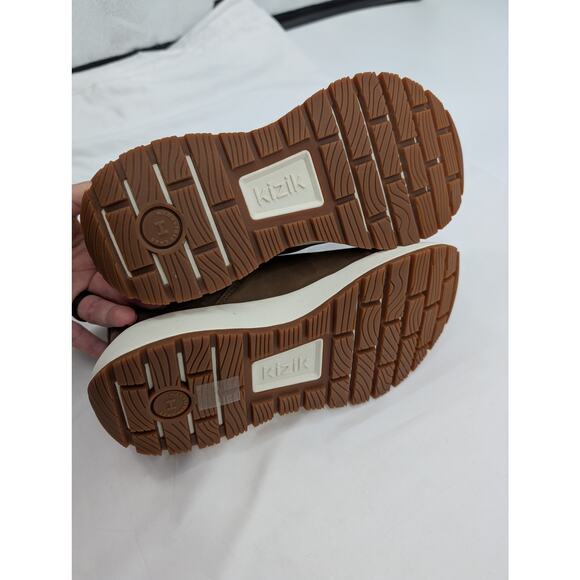 NWOB Kizik Toronto Leather Slip-on Chelsea Boots Coffee Brown Women 7 Men 5.5 - Picture 4 of 8